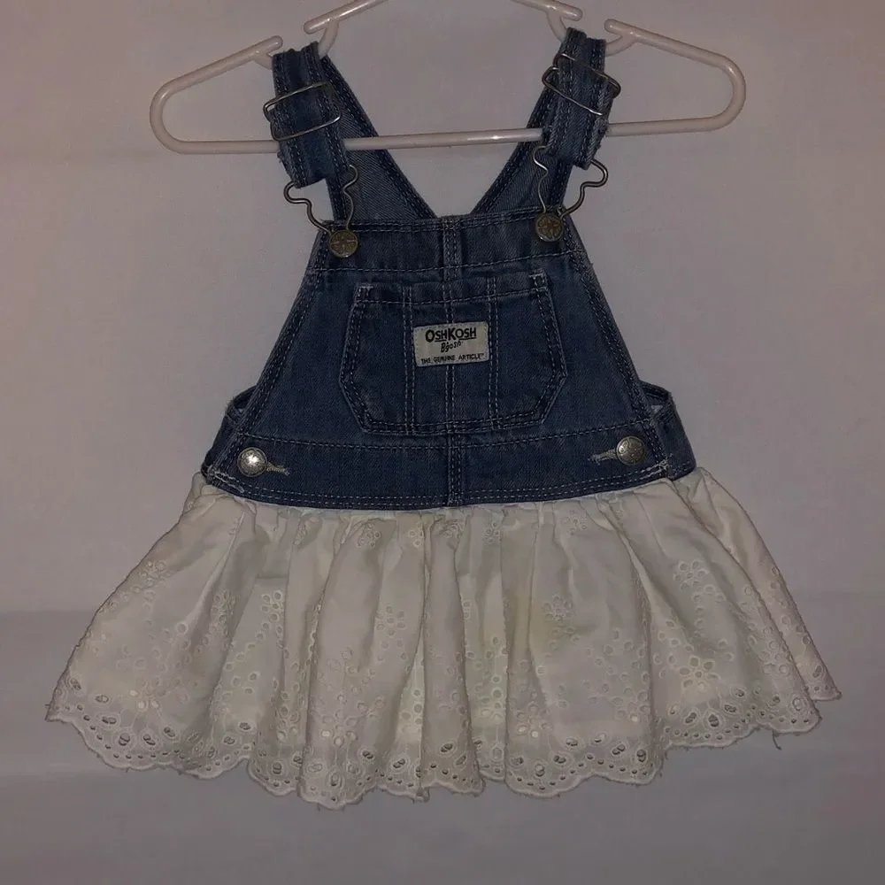 Oshkosh B'Gosh Denim Overall Dress with Eyelet Lace Skirt